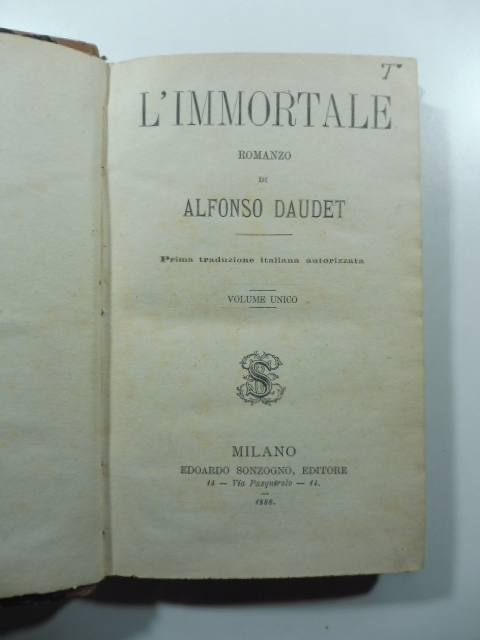 L'immortale. Romanzo. Prima traduzione italiana autorizzata